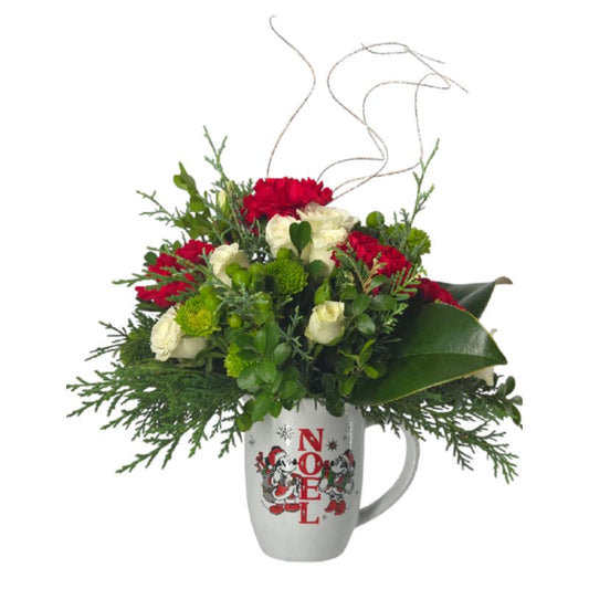 A Cup of Christmas Joy Floral Arrangement